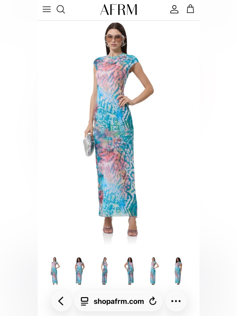AFRM Pastel Tie-Dye Cap Sleeve Maxi Dress in Blue and Pink
